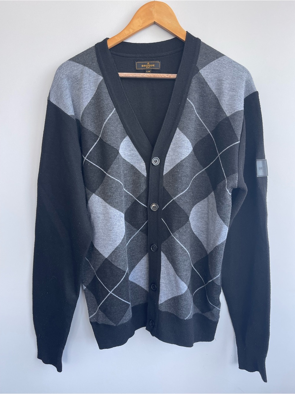 Brogue Black & Gray Argyle Button-Up Cardigan